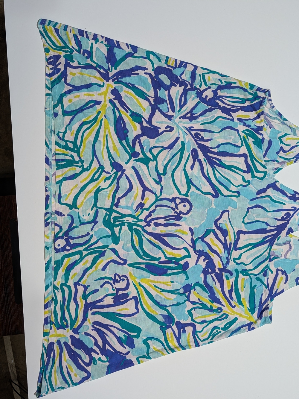 Lilly Pulitzer Women's Floral Racerback Tank Top Blue Green White XL - Picture 2 of 7